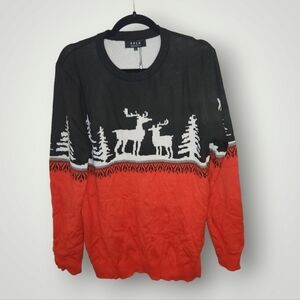 SSLR Men's Collection L Pullover Ugly Sweater Reindeer Christmas Trees
